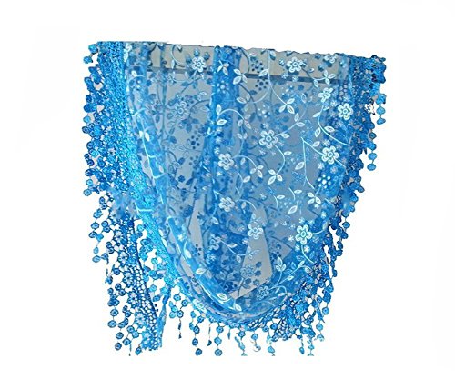 TININNA Frau Damen Zarter Rundschal Spitze Quasten Schal Tuch Dreieckstuch Viskose Halstuch blau EINWEG Verpackung Cover