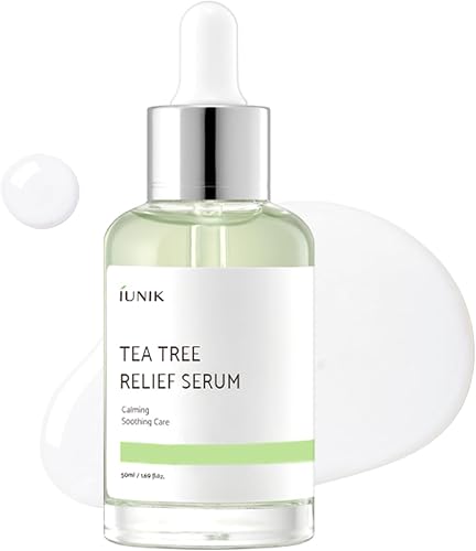 IUNIK Tea Tree 67% Relief Vegan Facial Serum for Clear & Balanced Skin - Plant-based Ingredients w/Centella Asiatica for Soothing, Calming, Irritated Skin (50ml)