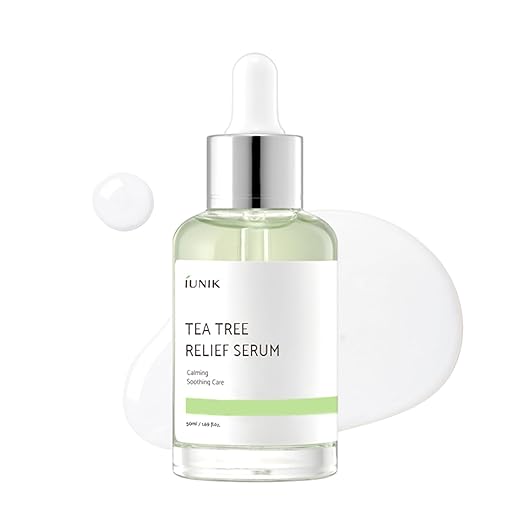 IUNIK Tea Tree 67% Relief Vegan Facial Serum for Clear & Balanced Skin - Plant-based Ingredients w/Centella Asiatica for Soothing, Calming, Irritated Skin (1.69 Fl Oz)
