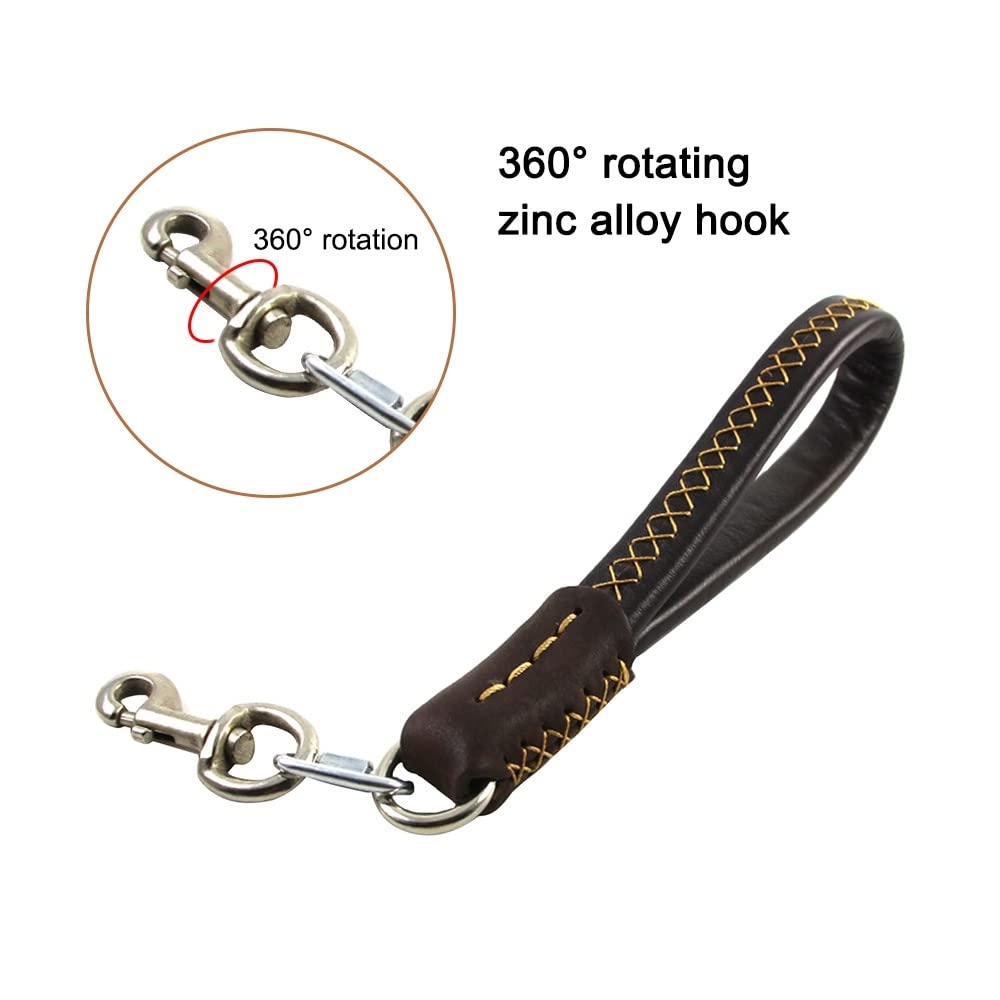 Correa corta para perro, correa de entrenamiento de cuero con asa acolchada y clip de mosquetón para perros medianos y grandes (35 cm de largo y 2 cm de ancho)