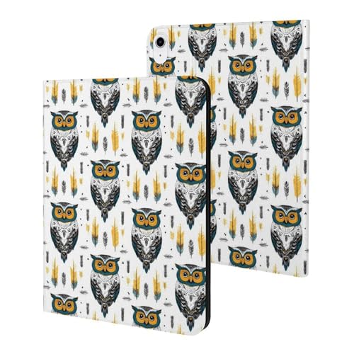 Housse iPad A16 11 2025 hibou tribal idéale pour lire et travailler en terrasse