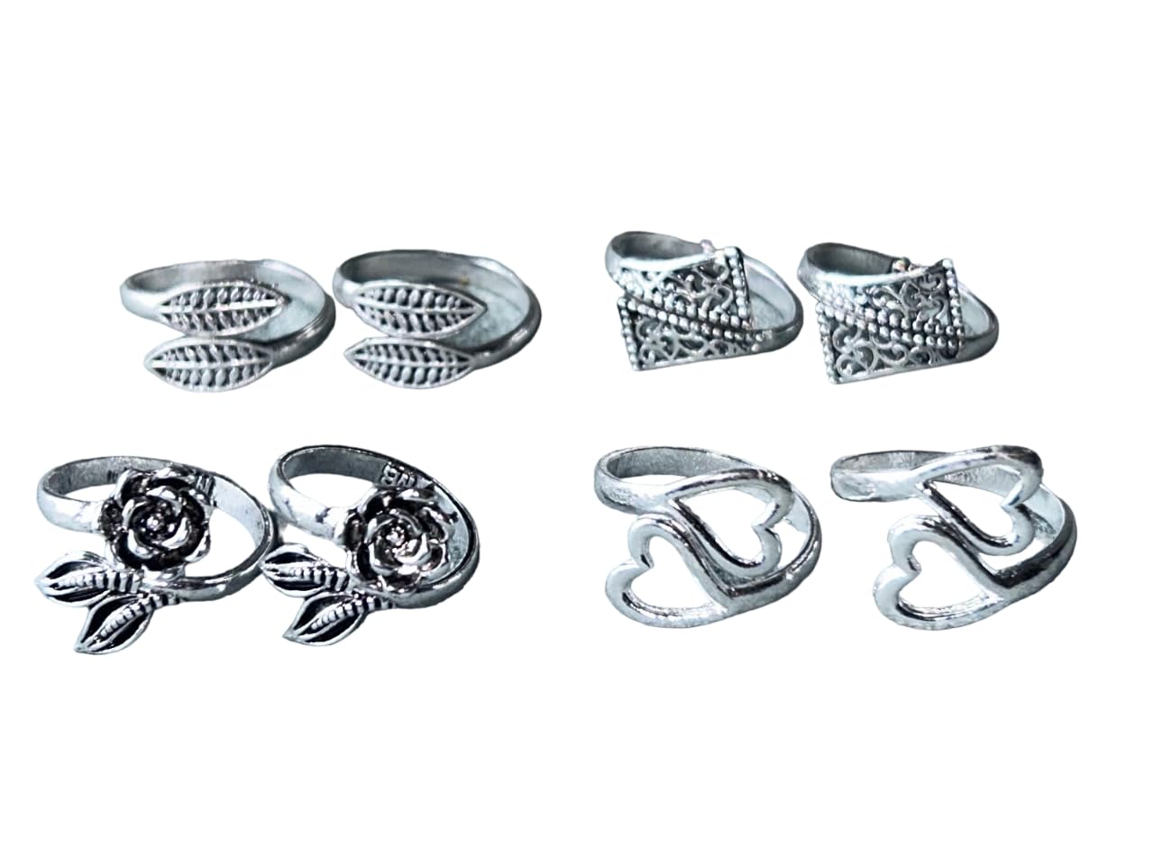 Women & Girls Metal Fancy Glossy finish Toe Ring Adjustable Bichiya/Leg Finger Ring_Combo_4 (A_C_P_110834_Silver)-image-46
