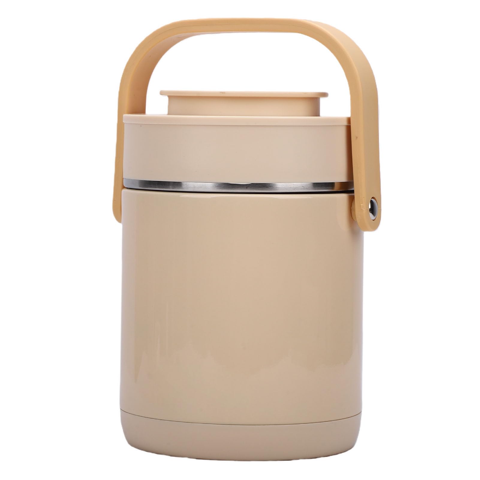 Bewinner 1,6 L Elektrische Lunchbox, 304 Edelstahl-Innentopf, USB-Heizung, Mehrere Kochfächer, Auslaufsicherer, Isolierter, Beheizter Lebensmittelbehälter für Geschäftsreisen, Beige
