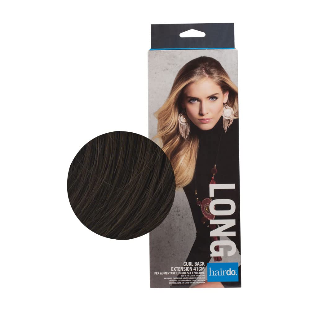 HairDo 16" Length Curl Back Hair Extension Color R4 Midnight Brown - Perfectly Styled Curls Layers Added Volume Tru2Life 100% Heat Friendly Synthetic Fiber 5 Sn