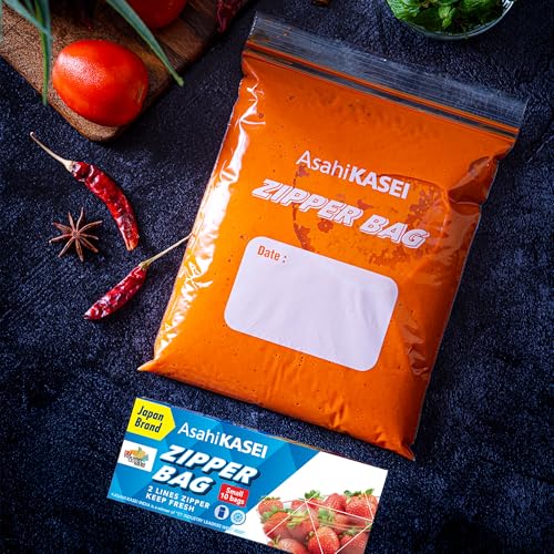 Image of Asahi Kasei Small Zipper Bag | 10 Bags | 100% Leak-Proof | Double Zipper Lock | Reusable & Washable | Keeps Food Fresh | Imported from Japan
