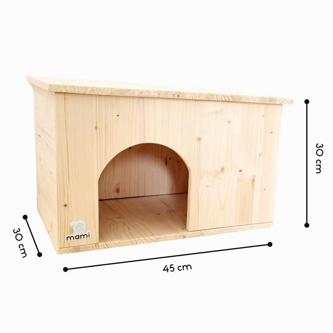 mamikids - Cuccia Gatto Cane Coniglio da Esterno e Interno in Legno Resistente e Duraturo - Casetta per Gatti, Cani di Piccola Taglia e Altri Animali Domestici, Spazio Ingresso 20x20cm - Made in Italy