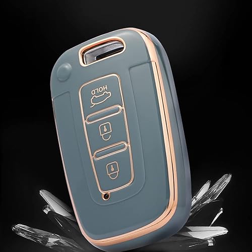 Miniatura 6 de ontto Funda para llave de coche con llavero compatible con Hyundai llavero duradero para Elantra GT Genesis Genesis Coupe Sonata Veloster Gris