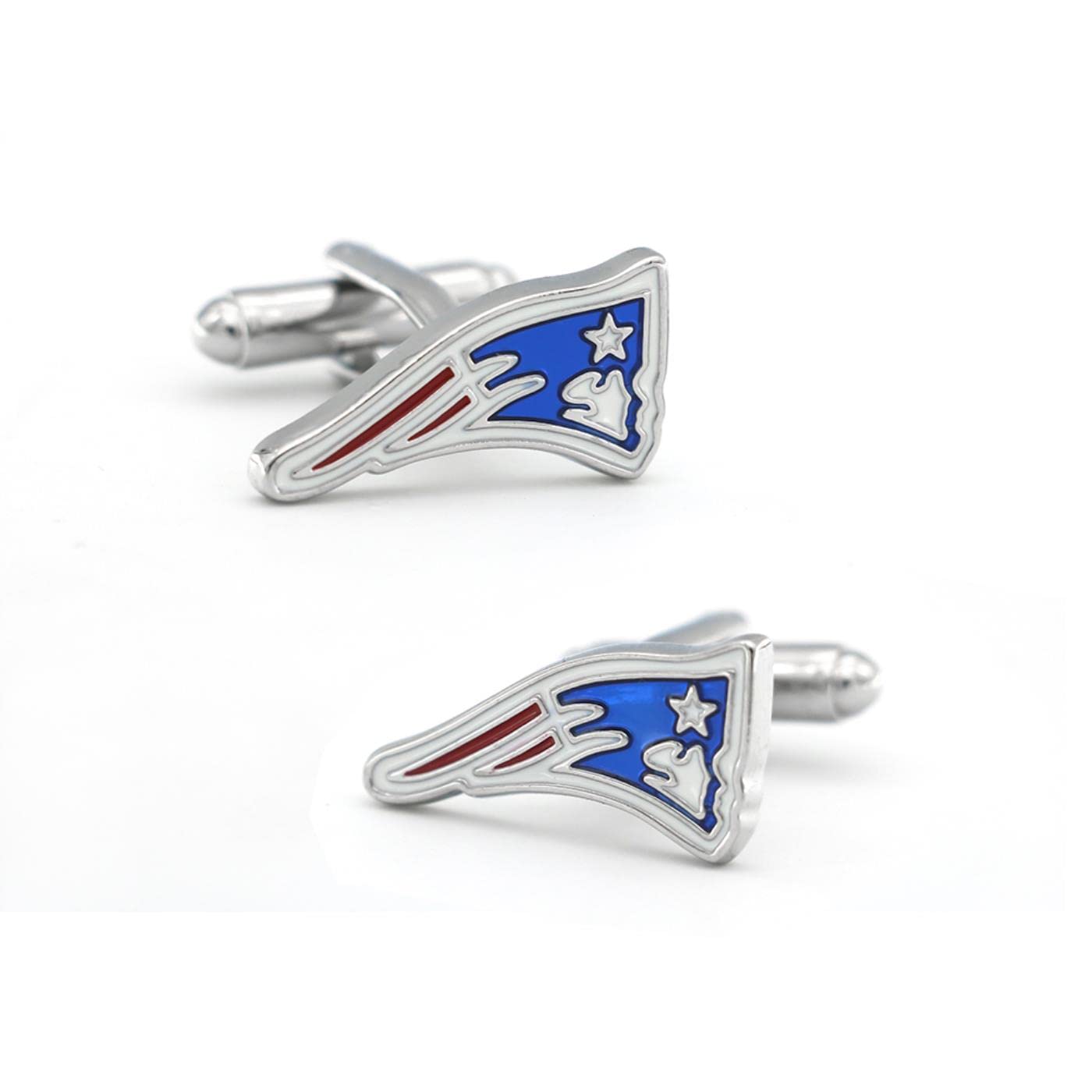 Mayiyaho Men's Blue Rugby Team Cuff Links Color Patriots Design Quality Brass Material Novelty Cufflinks