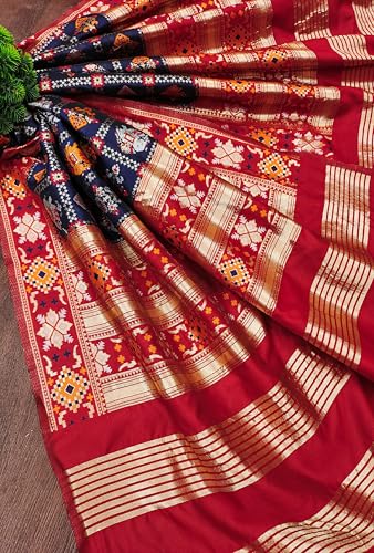 Image of TRENDMALLS Women's Jacquard Silk Ethnic Patola Floral Design Dupatta Ethnic Motif Pattern