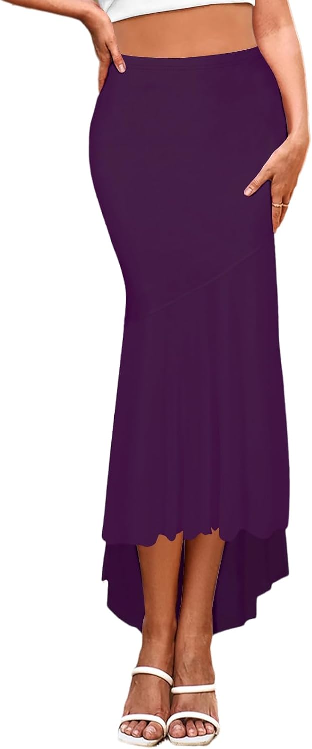 SEBOWEL Women's Maxi Pencil Skirt High Waist Stretch Casual Long Skirt Versatile Basic Skirts for Women