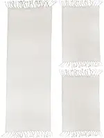Jogo de Tapetes para Cozinha 3 Peças Decolab Básico | Kit com 1 Passadeira e 2 Tapetes para Cozinha | Design Liso em Algodão Premium | Tapetes Laváveis e Duráveis (Branco-cru, 3 Peças)