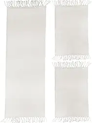 Jogo de Tapetes para Cozinha 3 Peças Decolab Básico | Kit com 1 Passadeira e 2 Tapetes para Cozinha | Design Liso em Algodão Premium | Tapetes Laváveis e Duráveis (Branco-cru, 3 Peças)