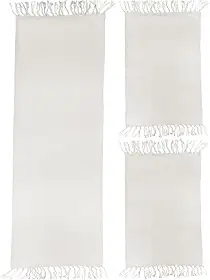 Jogo de Tapetes para Cozinha 3 Peças Decolab Básico | Kit com 1 Passadeira e 2 Tapetes para Cozinha | Design Liso em Algodão Premium | Tapetes Laváveis e Duráveis (Branco-cru, 3 Peças)