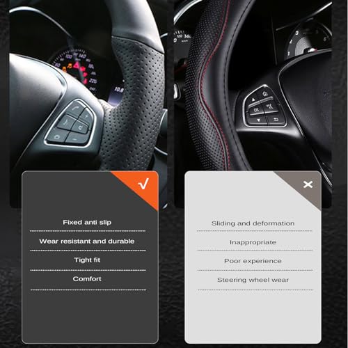 Car Steering Wheel Cover Microfiber Leather Stitch Wheel Wrap Fit for Honda Accord 7 2003-2007 Odyssey 2005-2010,Black