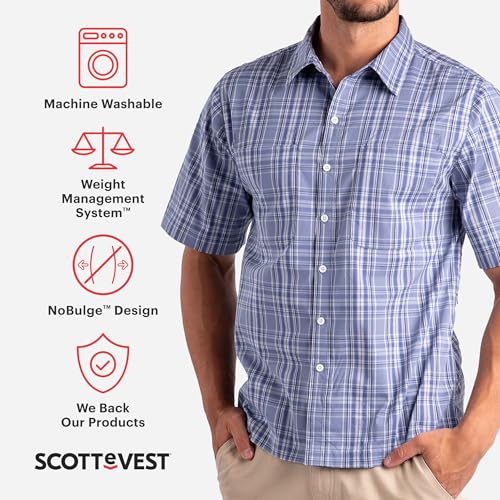 SCOTTeVEST Docksider Shirt for Men - 7 Hidden Pockets - Lightweight Casual Button Down T-Shirt for Travel & More2
