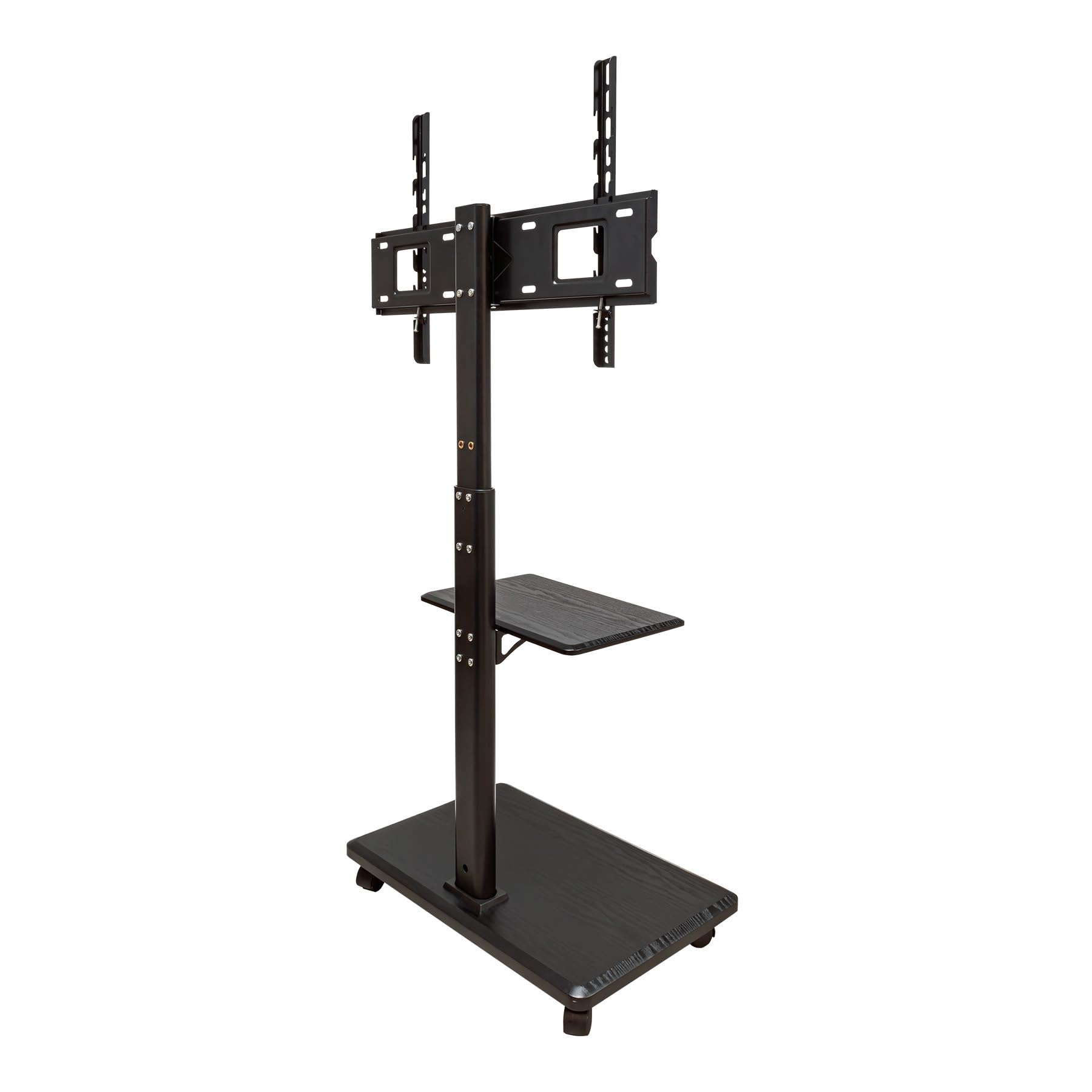 UNYKAch Supporto TV mobile con ripiano e altezza regolabile per schermi piatti e curve da 32-75 pollici (fino a 40 kg), VESA max 600 x 400 mm