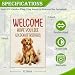 Hafhue Welcome Hope You Like Golden Retrievers Garden Flag, 12x18 In Double Sided Printing Holiday Yard Outdoor Farmhouse Home Lawn Exterior Porch Decoration Flag, Housewarming Gifts for Dog Owner