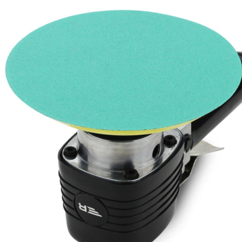 BHA Discos de lija de película verde de 5 pulgadas, con gancho y bucle húmedos/secos, paquete de 50, sin agujero, resistente a la carga, impermeable, bajo polvo y abrasivo de óxido de aluminio de