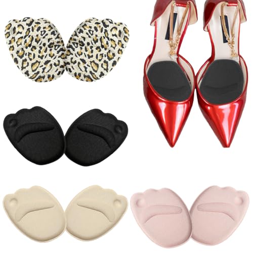 4 Pares Almohadillas Metatarsales para Pies Tacones, Plantillas de Zapatos con Tacón Alto Proteger los Pies,Almohadillas para los pie,Plantillas Metatarsalgia de Gel Mujer Hombre Adhesivas