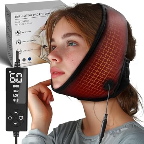sticro Jaw Heating Pad for TMJ Relief with 3 Temp Settings and Auto Off, Moist Heat Face Heating Pad Hot Therapy for Chin Cheek Temple Pain Jaw Clenching Relief Cover