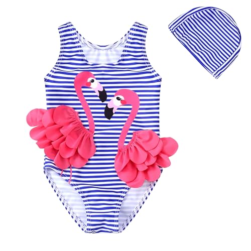 Baby Girls One Piece Swimsuit Swimwear Toddler Kid Flamingo Bikini Bathing Suit Sunsuit Rash Guard Navy 90