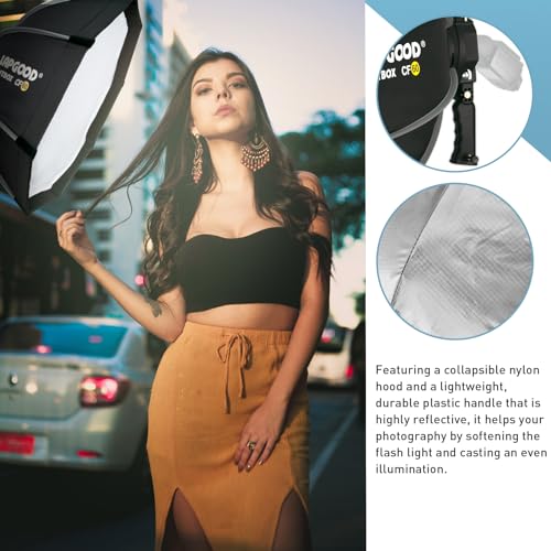 Bowens Mount Softbox 24''/60CM Handheld Quick Set-up, S-Type Bracket Compatible with Godox Canon Sony Fuji YongNuo Flash AD200PRO V1 TT600 V860III 430EXIII SB500 YN320EX YN560