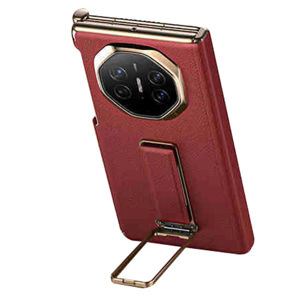 Etui z prawdziwej skóry do Huawei Mate XTs, lekkie luksusowe półpowlekane zamek błyskawiczny powłoka z niewidocznym uchwytem odpornym na wstrząsy, czerwony, XTS