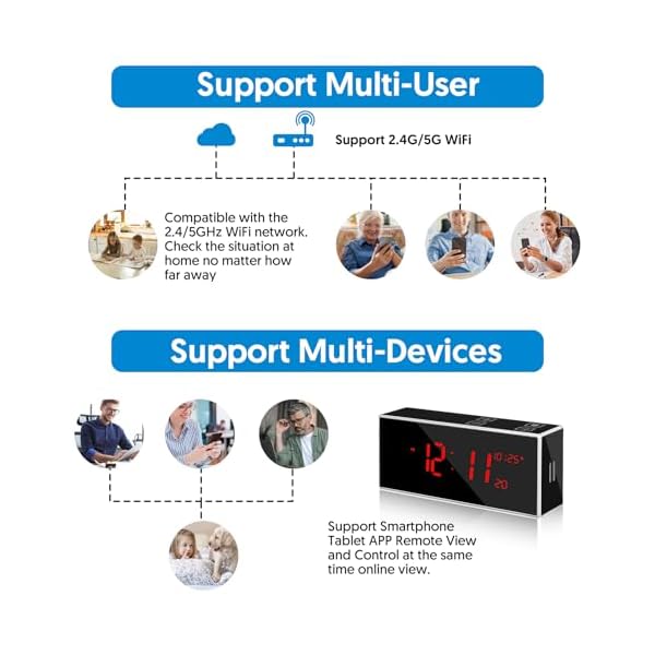 kelucimy Hidden Camera Alarm Clock with Strong Night Vision,4K WiFi Spy Camera Wireless Hidden Cam Motion Detection Mini Nanny Secret Cam with Phone App for Home Security(2.4/5Ghz)… - Image 7