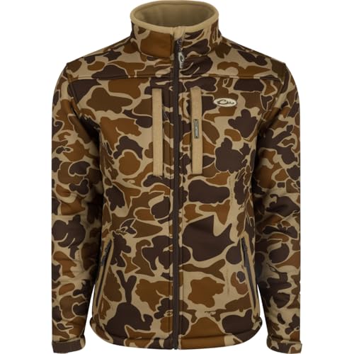 Drake Waterfowl LST Silencer Full Zip Jacket Old School Camo, Heavyweight Hunting Jacket