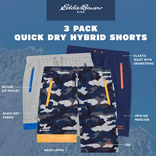 Image of Eddie Bauer Boys' Active Shorts - 3 Pack Quick Dry Athletic Shorts - Hybrid Mesh Performance Shorts for Boys (4-16)