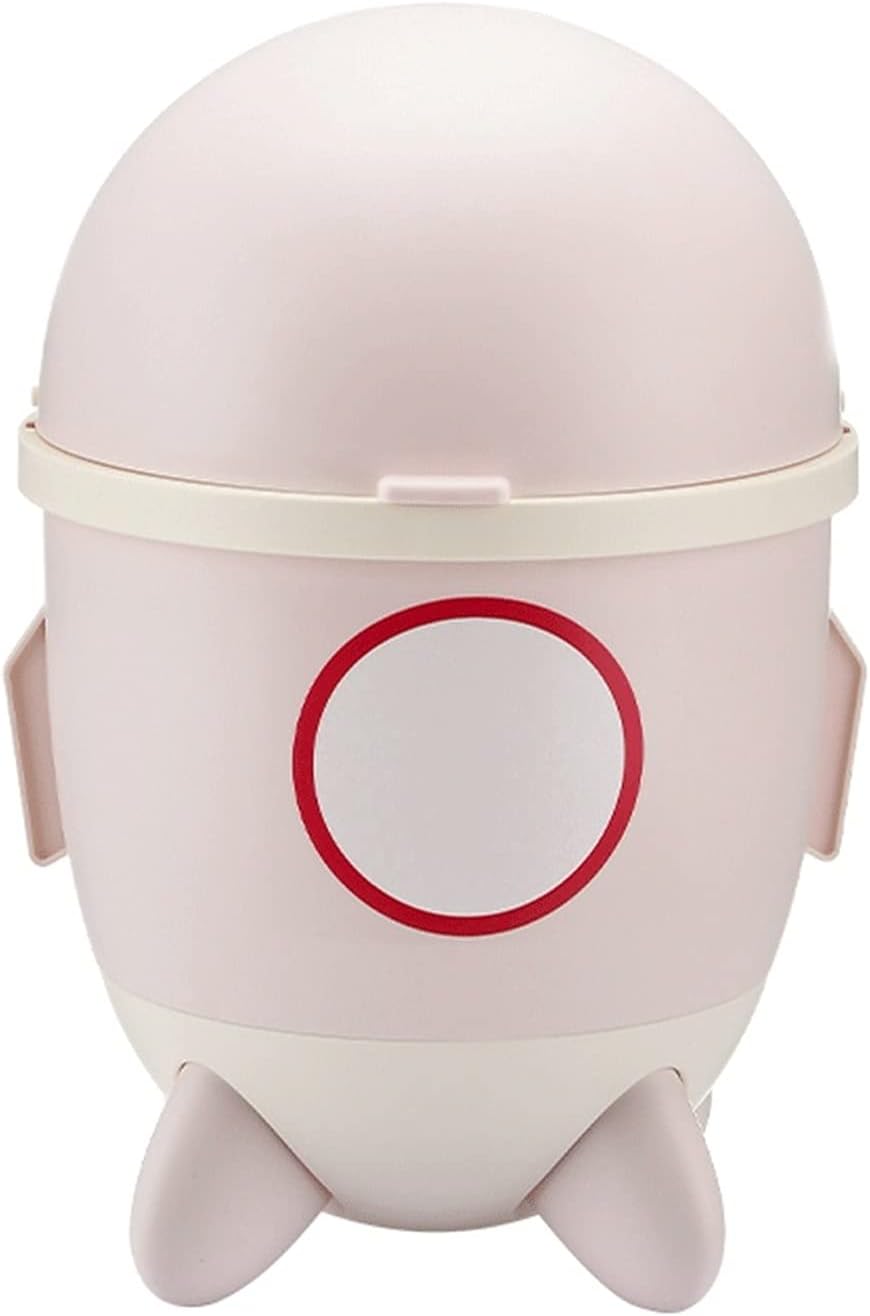 Garbage Can Children’s Cute Rocket Type Trash Can with Removable Lid Waste Storage Bins for Indoor 12L/3.1Gal Recycle Bin (Color : Pink) (Pink)