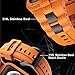 GELISHI Bands Compatible for Apple Watch Band 45mm 44mm 42mm, Men Sport Rugged Band with Protective Case for Watch Series 9 8 7/Series 6 SE 5 4 3, Orange