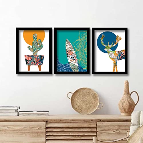 Image of kotart - Premium Digital Painting with Frame for Home Decoration | Vibrant Modern Art Painting for Living Room Bedroom Office Room Wall Decor Set of 3 (Art 3, 19x25 inch)