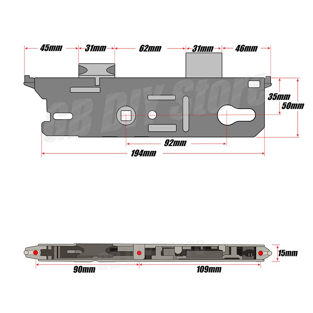 Fuhr 859 Replacement Door Lock Gearbox Centre Case Split Spindle 35mm Backset Genuine - Image 2