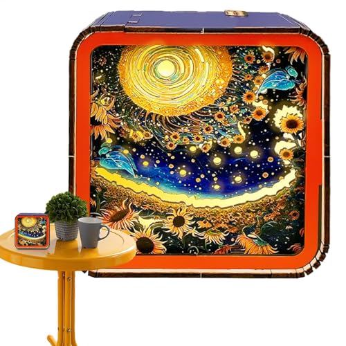 Rompecabezas Luz Nocturna,Rompecabezas con Luz Nocturna | Luz nocturna de rompecabezas de paisaje portátil - Luz nocturna de rompecabezas de madera, decoración del hogar para dormitorio, sala de estar