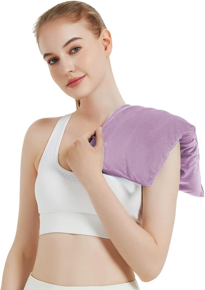Microwavable Heating Pad with Washable Cover, 8 x 18 Microwave Heating Pad for Neck and Shoulders, Moist Heat Bean Bag Warm Compress for Knee, Joints, Wrist, Abdomen (Purple) 8 X 18" Purple - 1 Pack
