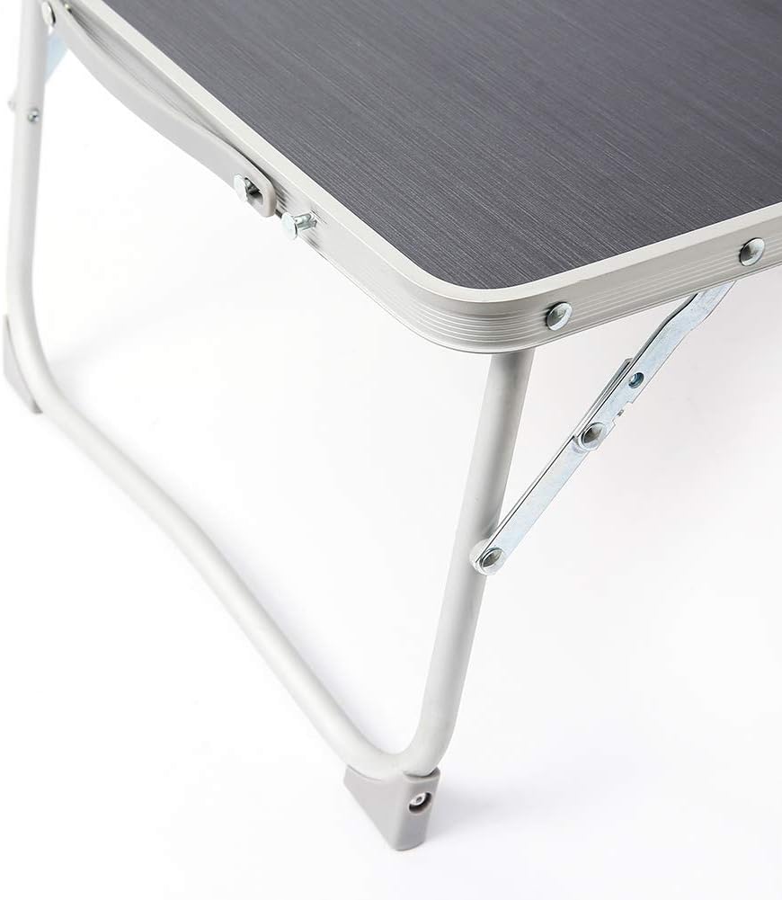 SUPERJARE Lap Table, Laptop Bed Tray Table with Foldable Legs, Bed Desk, Portable Mini Picnic Table, Folds in Half with Inner Storage Space-Dark Gray