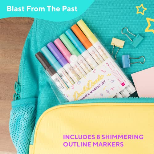 Doodledazzles Shimmer Markers - Double Line Outliner Markers - Metallic Pens - Shimmer Outline Markers For Art, Drawing, Writing, Christmas, Greeting Cards, Diy, Scrapbook, Crafts - 8Ct #TOP1