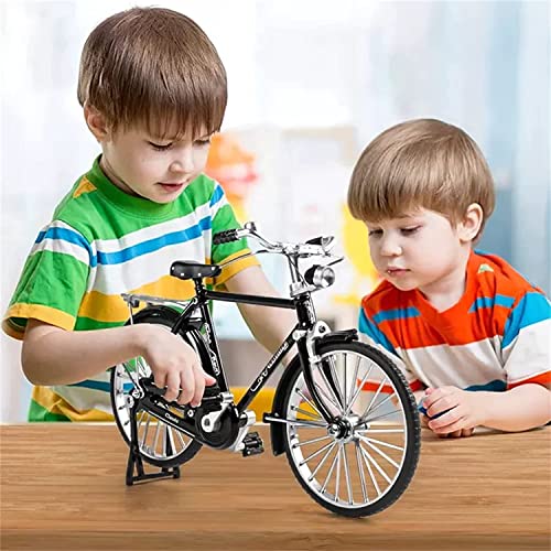 Image of 2023 New 51 Pcs DIY Retro Bicycle Model Ornament For Kids, Creative 1:10 Simulation Mini Bicycle Model Scale Kit With Inflator and Briefcase, Finger Bike Models Toys For Desktop Decoration Ornament