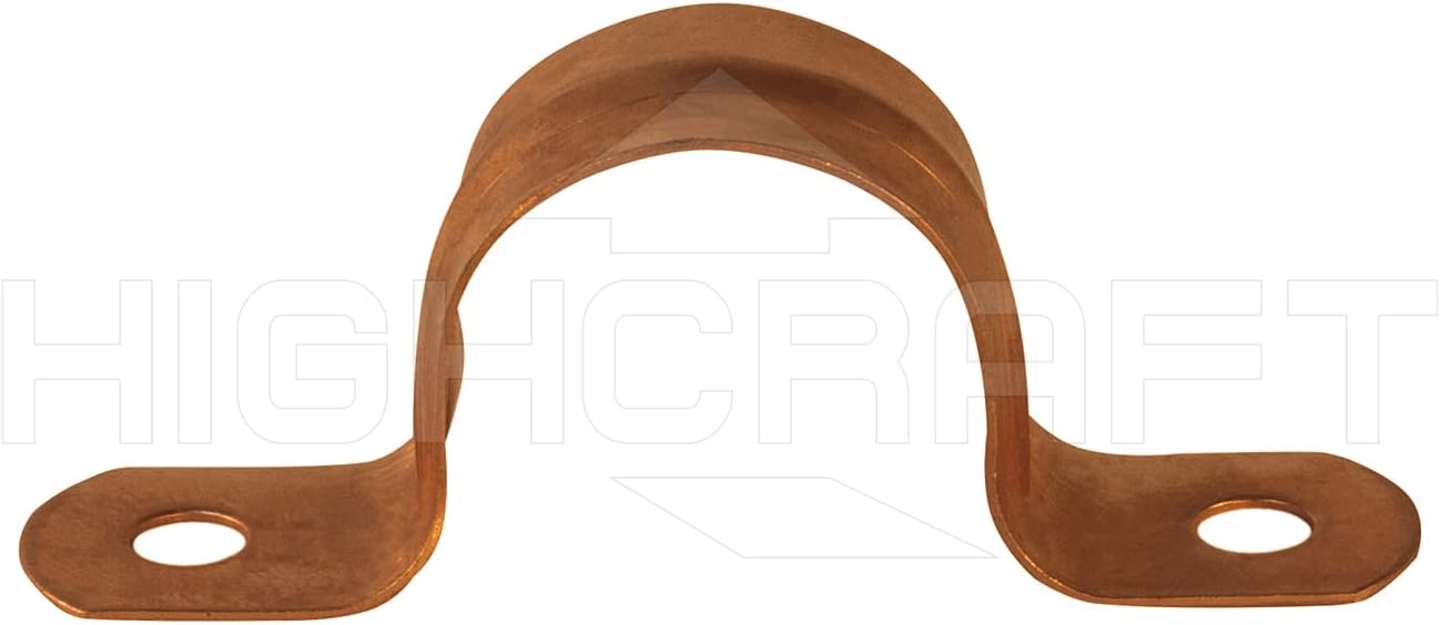 Highcraft QQT-DD2-50 Two-Hole Pipe Strap U Bracket, 2 Inch, Copper Coated Steel -50 Pack