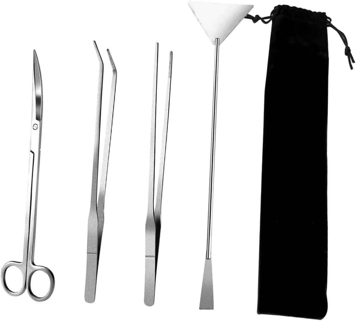 VANZACK 1set Stainless Steel Aquarium Tool Kit for Aquatic Plants Cleaning Supplies Pouch for Easy Storage and Transport Fish Tank Maintenance Tools