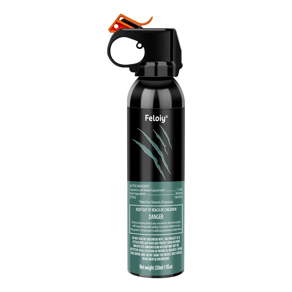 Feloiy Pepper Spray - Range 30 feet - Great for Safety During Hiking, Camping and Other Outdoor Activities (330ml)