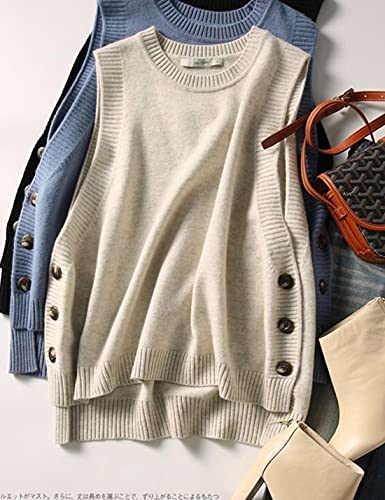 HangNiFang Women's Round Neck Sleeveless Pullover Ribbed Knit Sweater Vest Top4