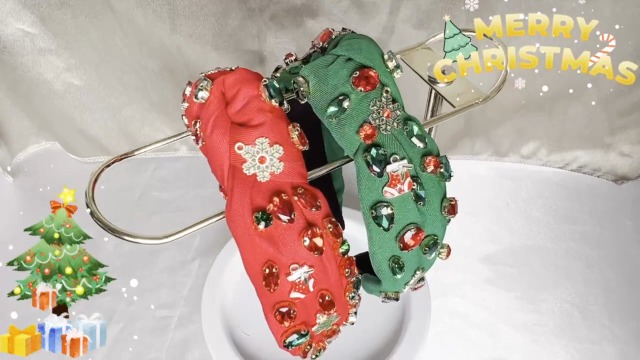Cerchietto natalizio con strass rossi e verdi annodati con strass finti gioiello per le donne accessorio per capelli per le festività verdi