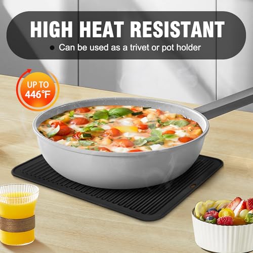 Image of Walfos XXL Silicone Trivet 16 Inch and Trivets Mats 12 Inch, Trivets for Hot Pots and Pans, Heat Resistant Pot Holders Hot Pads for Kitchen Quartz Countertops, Hot Dishes, 6 Pack