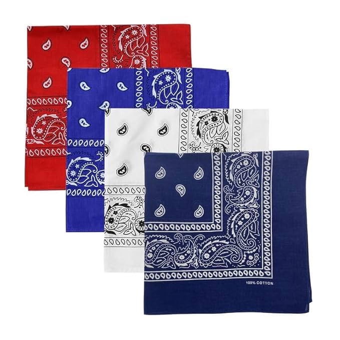 Unisex Soft Breathable Cotton Paisley Printed Cowboy Bandanas,Headband,Scarf (Multicolour_50CM X 50CM_Pack of 4)-image-19