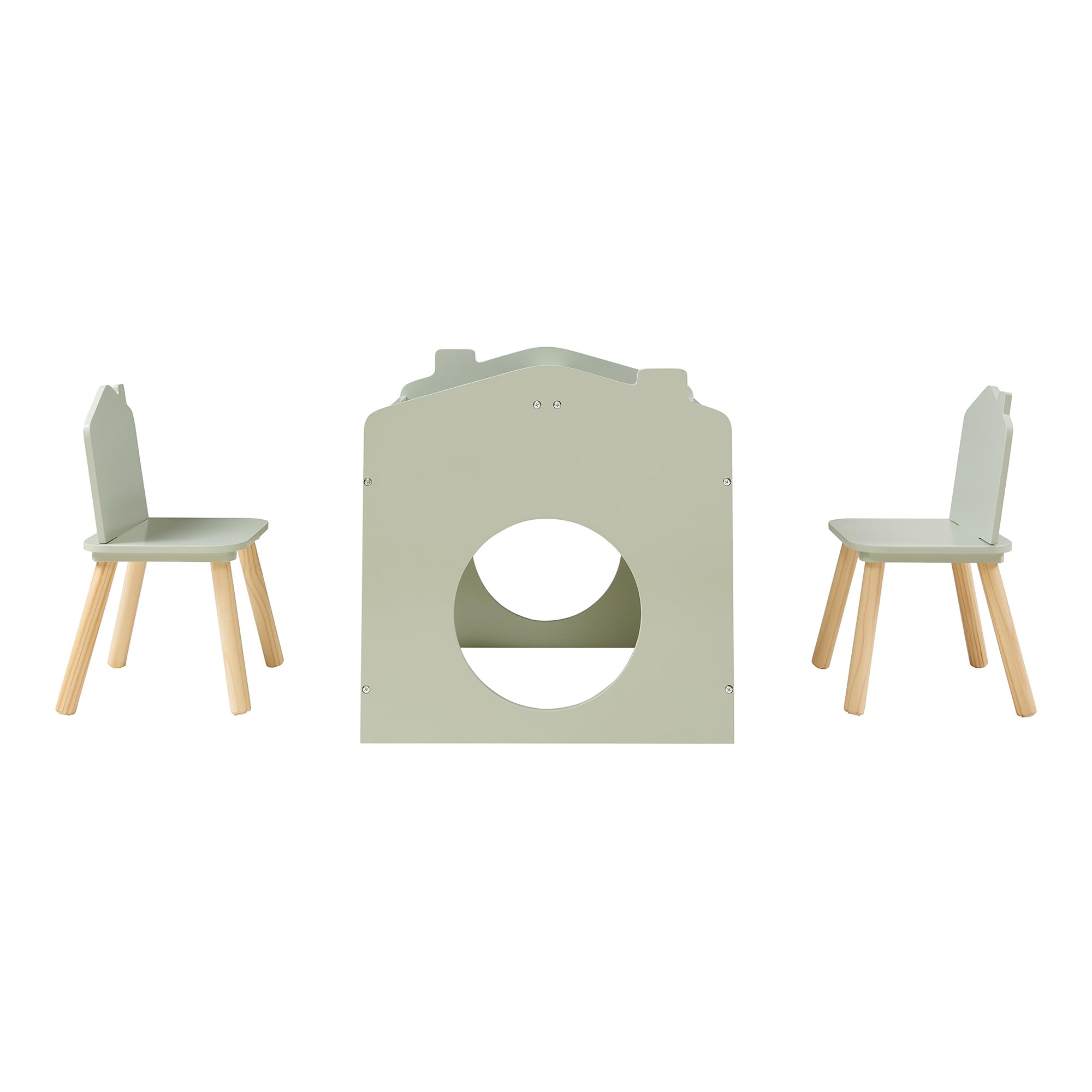 [en.casa] Set Tavolo e Sedie per Bambini Tavolino a Forma di Casetta con Lavagne Inclinate Arredo Creativo Mobili per Cameretta a Misura di Bimbi - Menta Verde