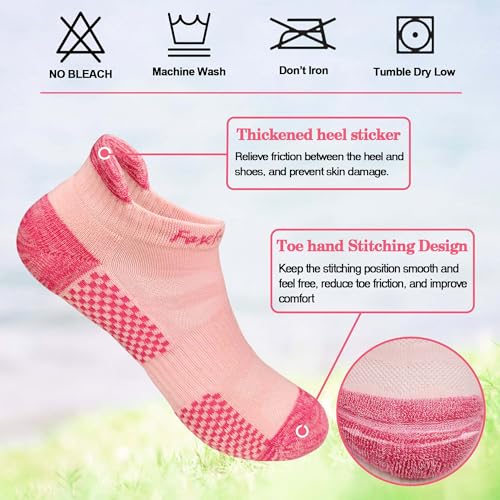 Fasefunn Running Ankle Socks for Women - Athletic Exercise Sports Training Cotton Cushioned Workout No Show - 6 Pairs2