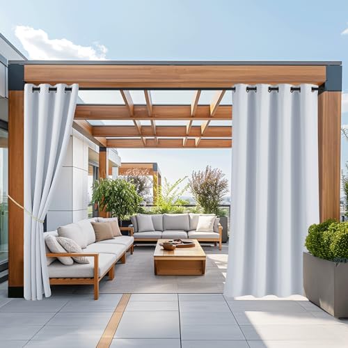 NICETOWN 2 Panels Waterproof Outdoor Curtains for Patio, Thermal Insulated Grommet Light Blocking Outdoor Blinds Room Darkening for Porch/Yard/Sliding