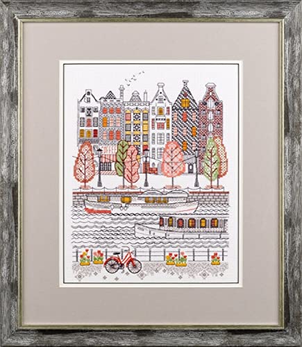 Image of RIOLIS - City on Water 2051, Blackwork Stitch Kits 9 inch x 11 inch, Blackwork Stitch Kits for Beginners & Advanced, Blackwork Kits Adult, Embroidery Kit